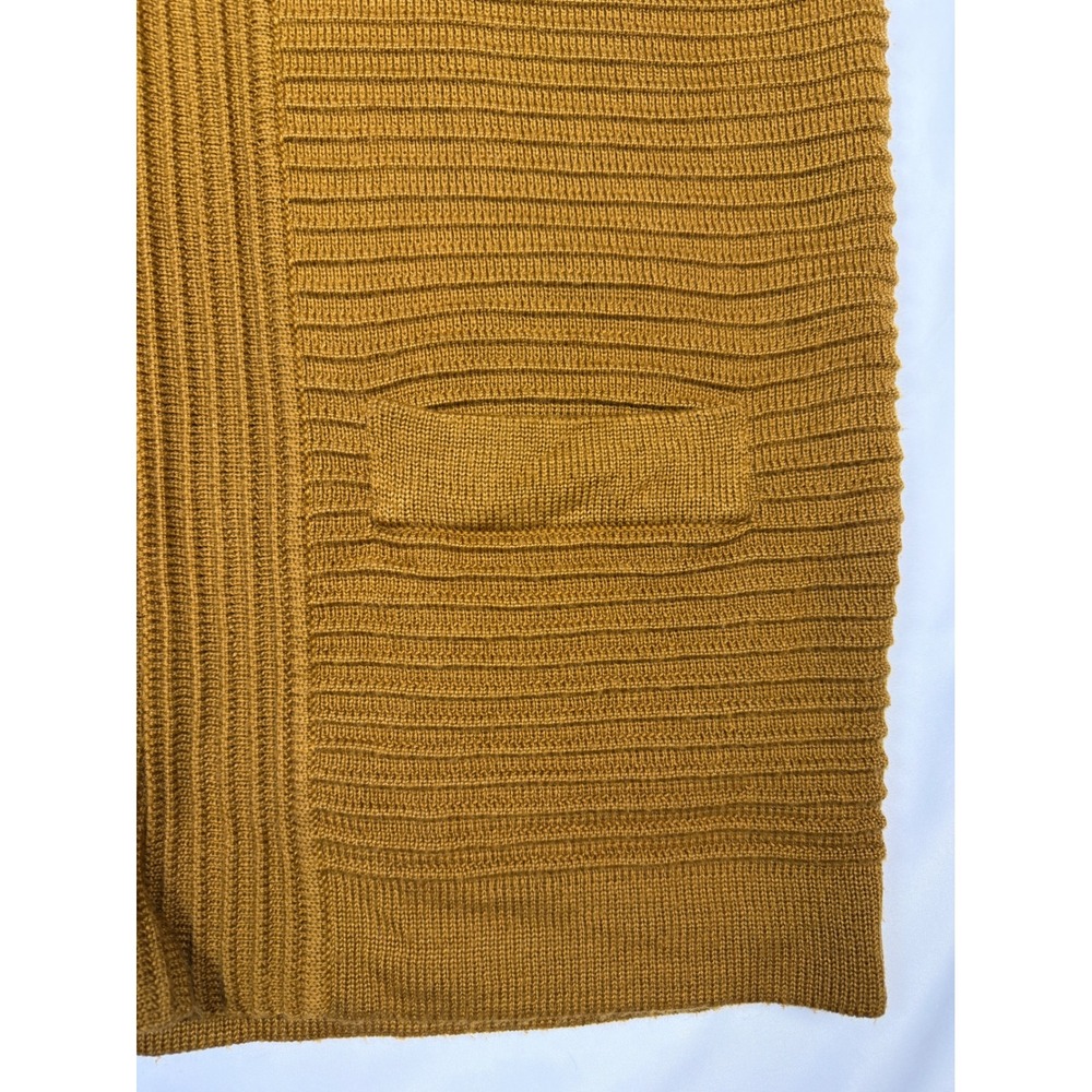 JONES NEW YORK Mustard Yellow Ribbed Knit Open Front Cardigan‎ Sweater Size L - Picture 7 of 8